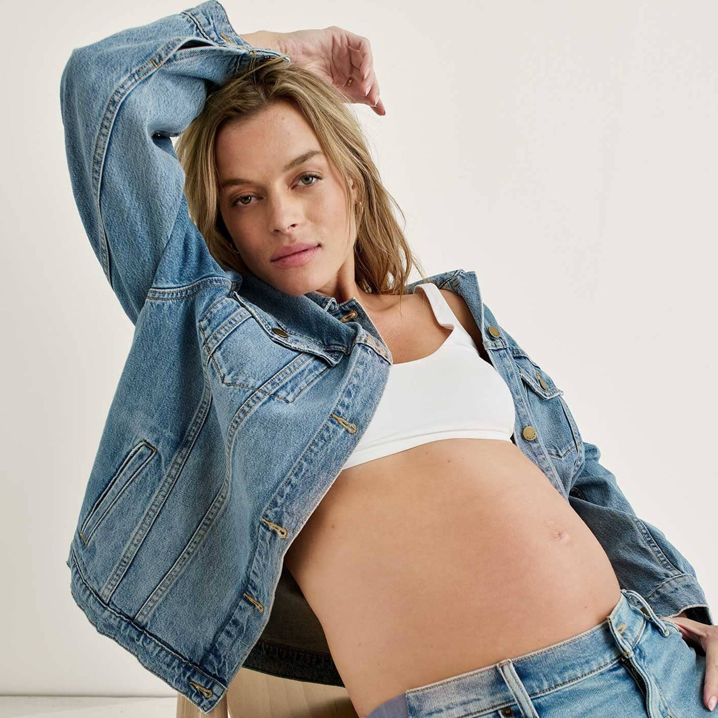 Denim Jacket Jean Maternite Jeans Denim Jacket With Gown Maternity - Main Image