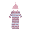 Print Ruffle Layette Gown Converter + Knot Hat Set