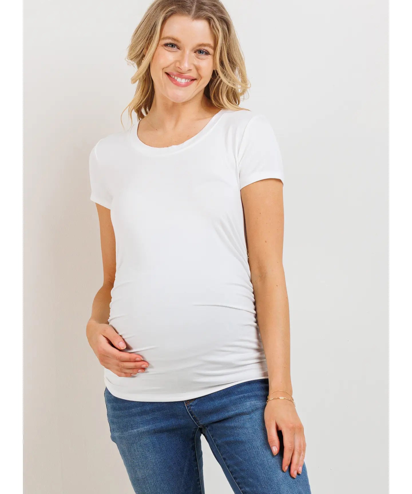 Ruched Short-Sleeve Maternity T-Shirt
