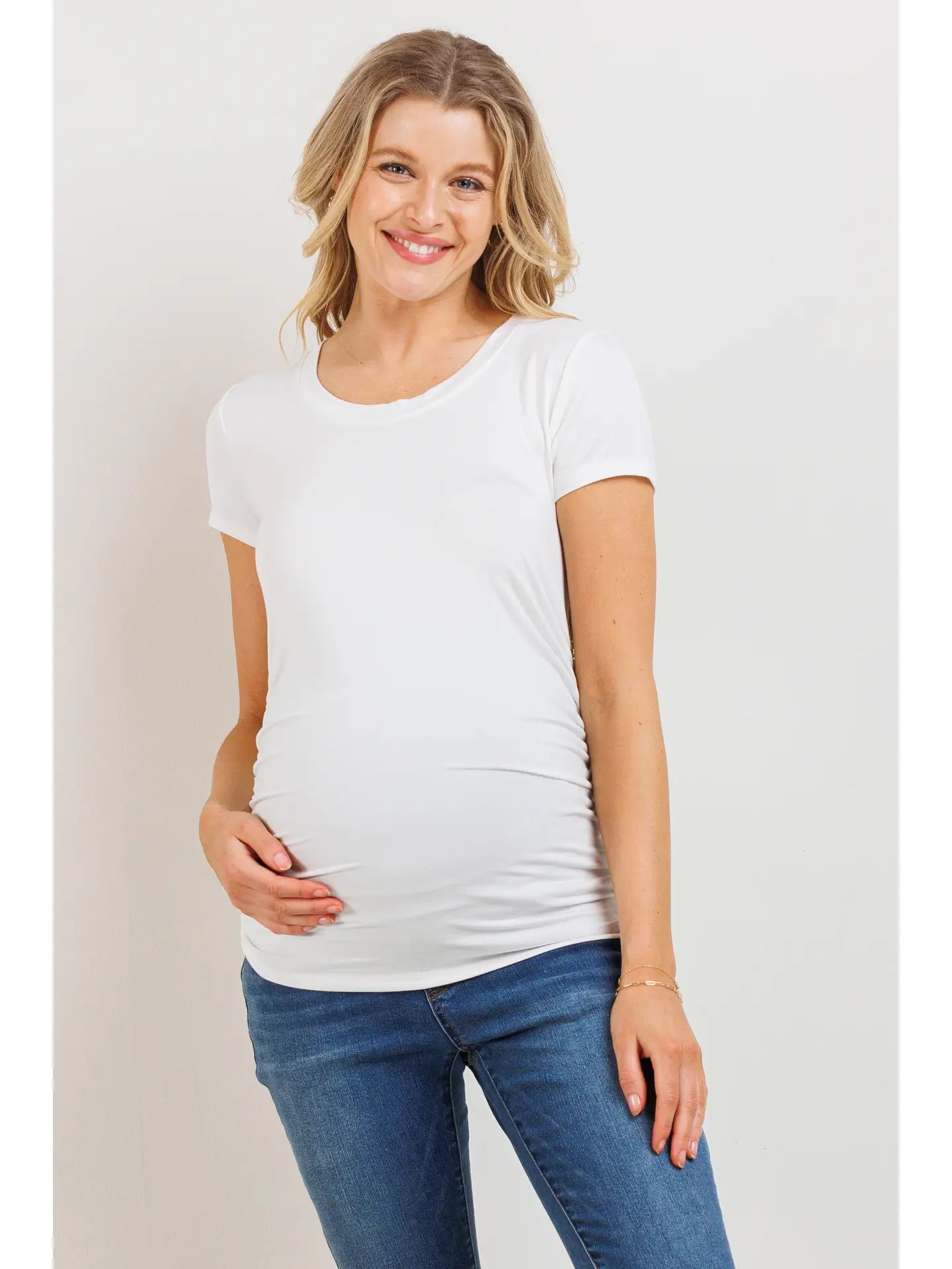 Ruched Short-Sleeve Maternity T-Shirt