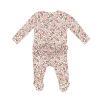 Acorn Floral Ruffle Two Way Zipper Footie