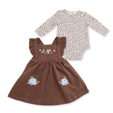 Hazel Floral  Pinafore Dress and Long Sleeve Bodysuit Set