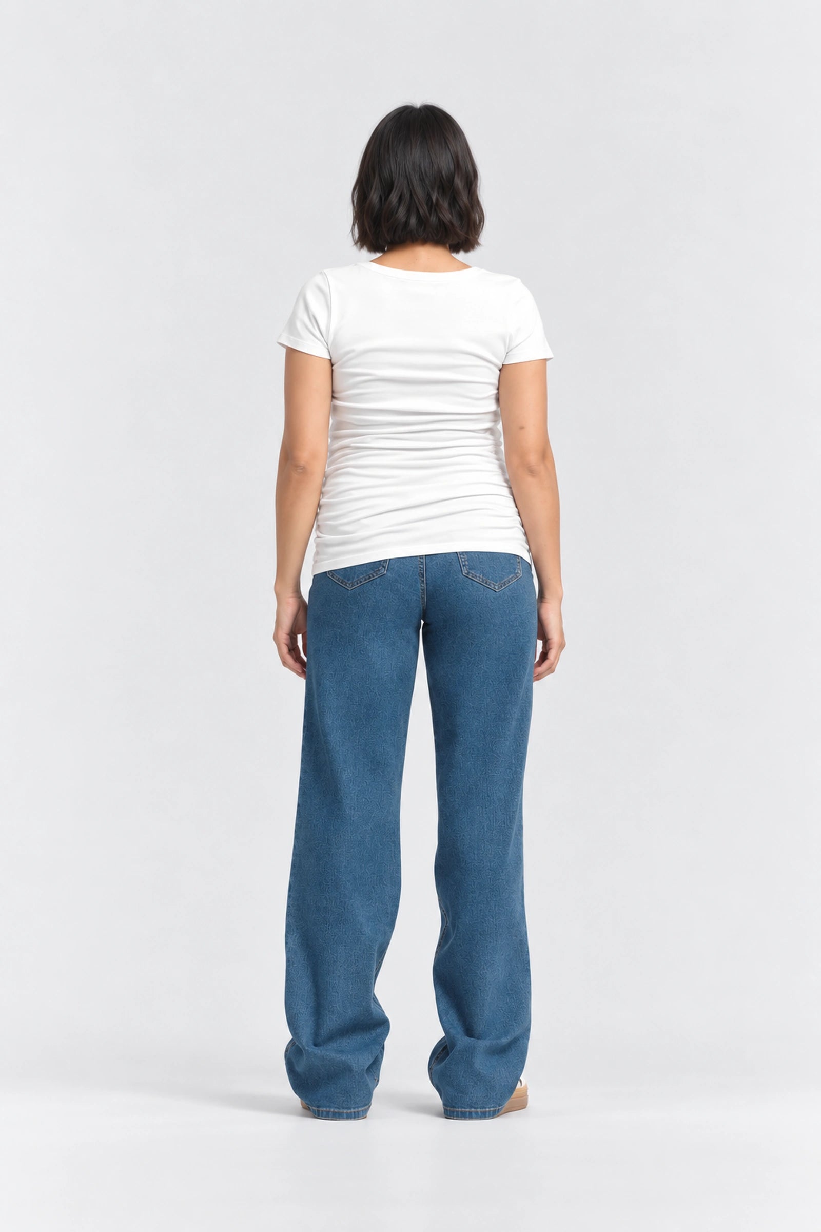1822 Denim Baggy Straight Leg Maternity Jean with Bellyband, Iman, back view