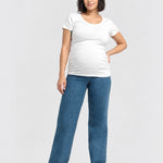 1822 Denim Baggy Straight Leg Maternity Jean with Bellyband, Iman, front view
