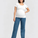 1822 Denim Baggy Straight Leg Maternity Jean with Bellyband, Iman, front view