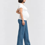 1822 Denim Baggy Straight Leg Maternity Jean with Bellyband, Iman, side view