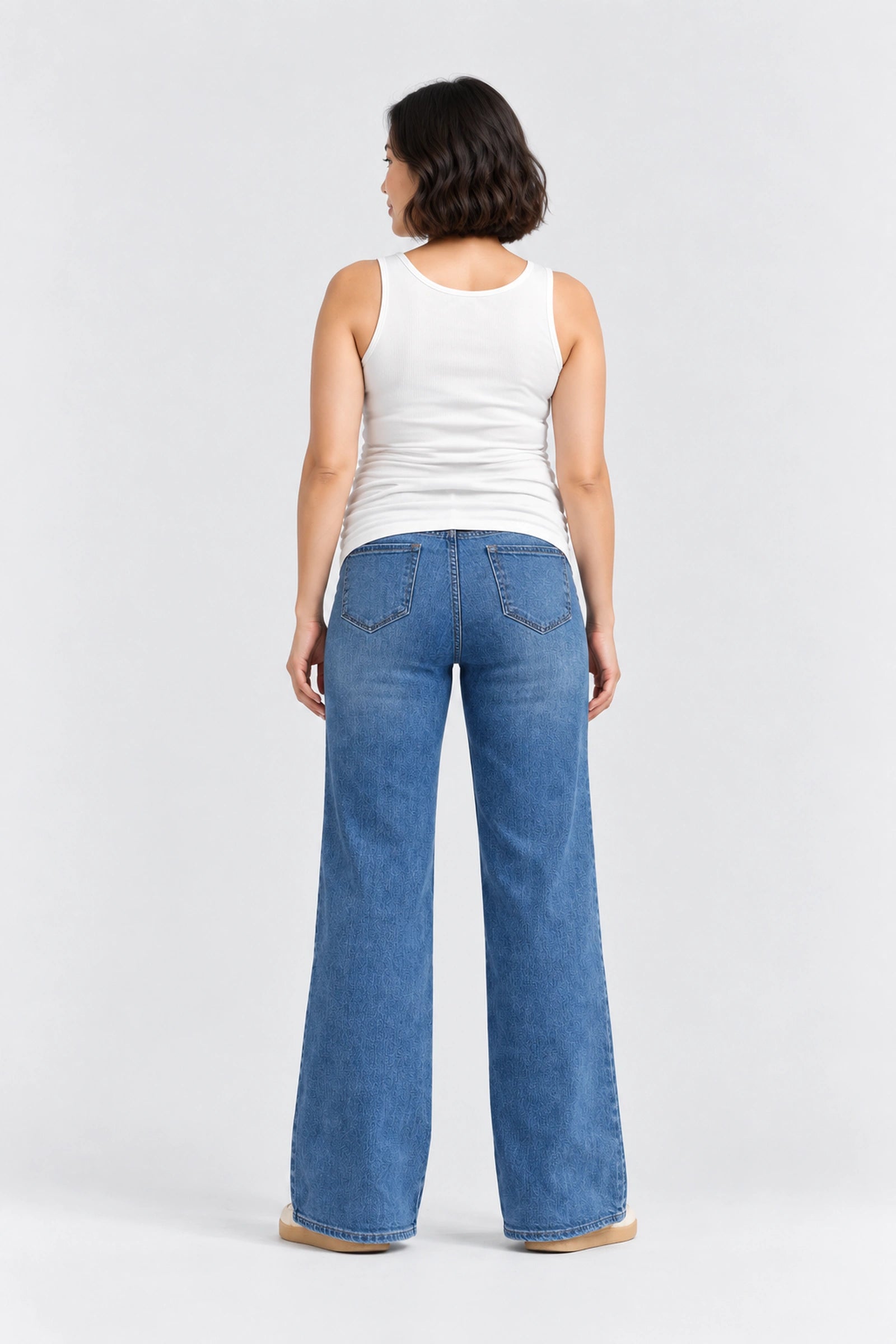 1822 Denim Maternity Better Butter Wide Leg Jean with Bellyband, Khari, back view