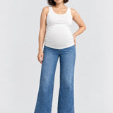 1822 Denim Maternity Better Butter Wide Leg Jean with Bellyband, Khari, front view