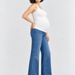 1822 Denim Maternity Better Butter Wide Leg Jean with Bellyband, Khari, side view