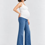 1822 Denim Maternity Better Butter Wide Leg Jean with Bellyband, Khari, side view