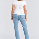 1822 Denim Maternity Dad Jean with Bellyband, Flora, back view