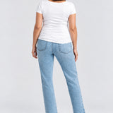 1822 Denim Maternity Dad Jean with Bellyband, Flora, back view