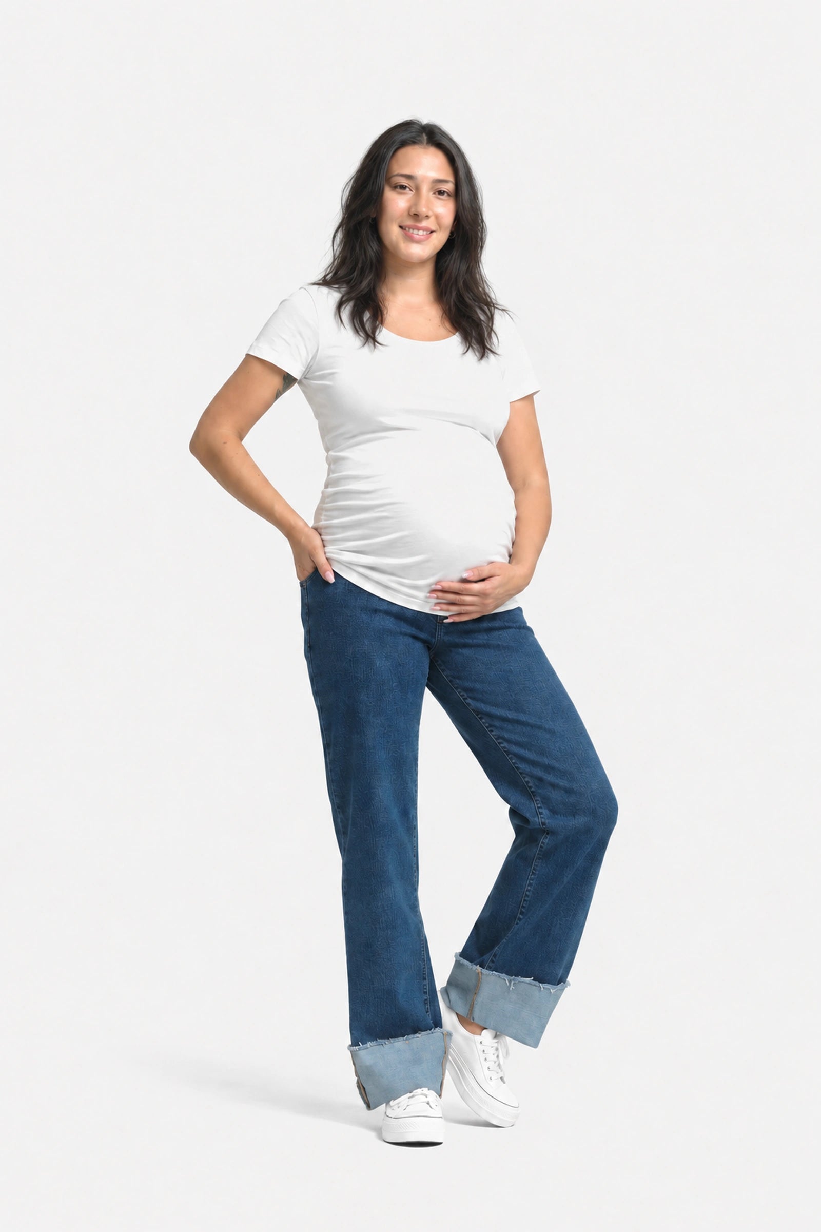 1822 Denim Maternity Roll Cuff Straight Leg Jean — Levi, Levi, front view