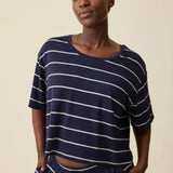 Aria Bamboo Casual Cropped Short Sleeve Top