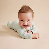 Organic Stripe Rib Zipsuit with Feet