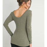 Scoop Neck Ribbed Long Sleeve Maternity Top
