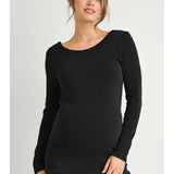 Scoop Neck Ribbed Long Sleeve Maternity Top