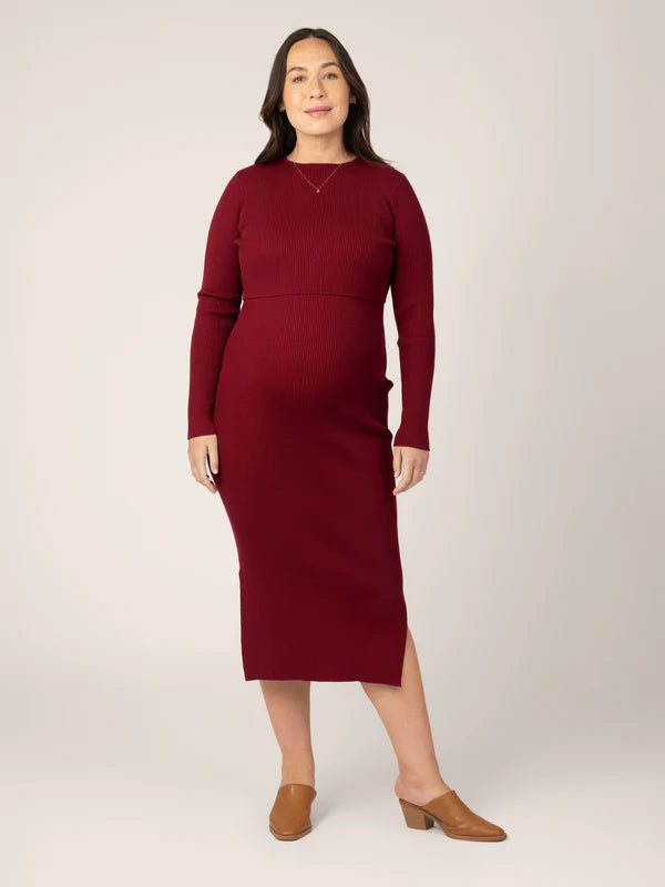 2-in-1 Nursing + Maternity Knit Midi Dress