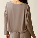 Aria Bamboo Casual Cropped Long Sleeve Top