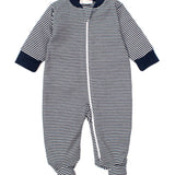 Navy Kissy Essentials Stripe Zip Footie