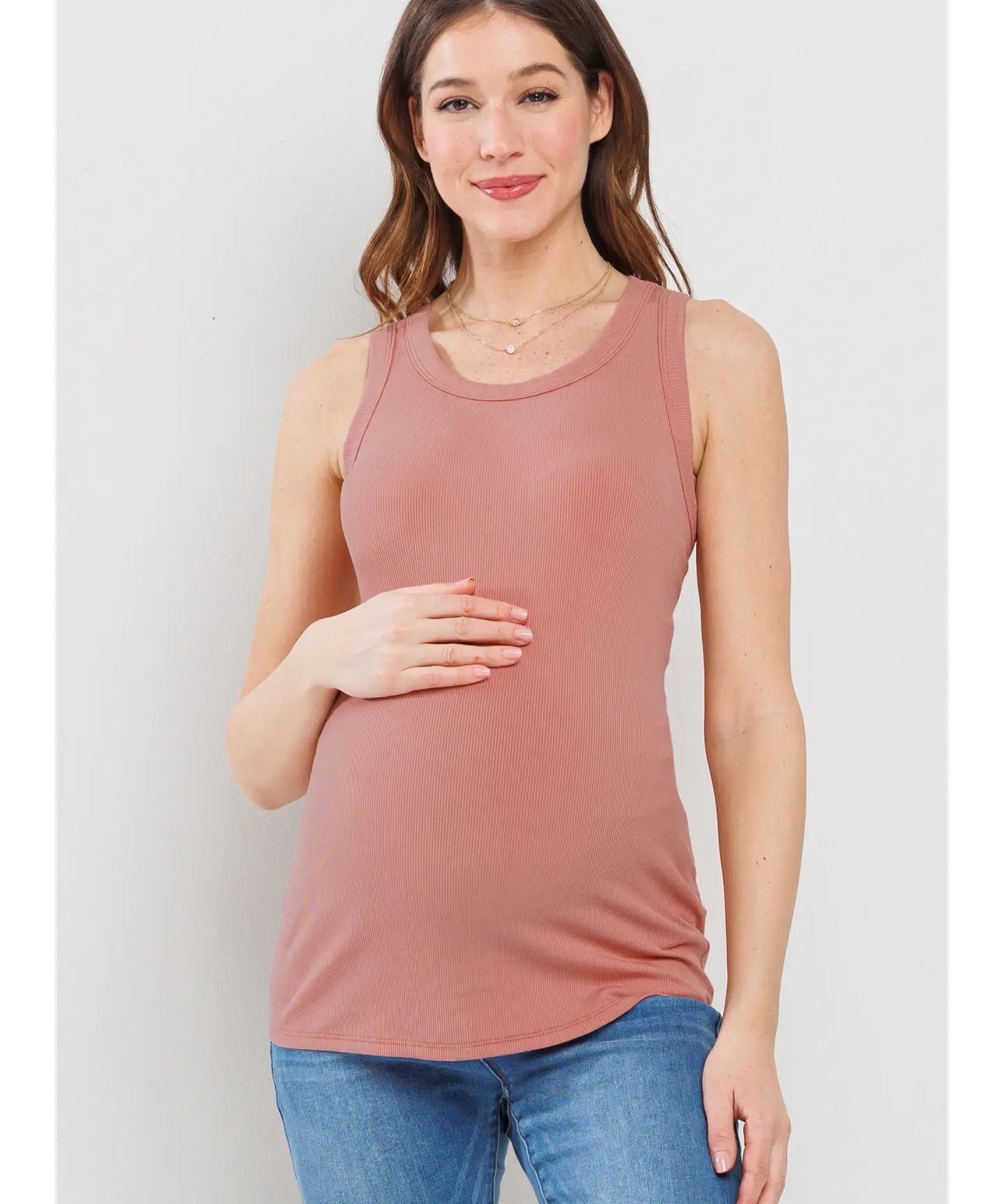 Ribbed Maternity Racerback Tank Top