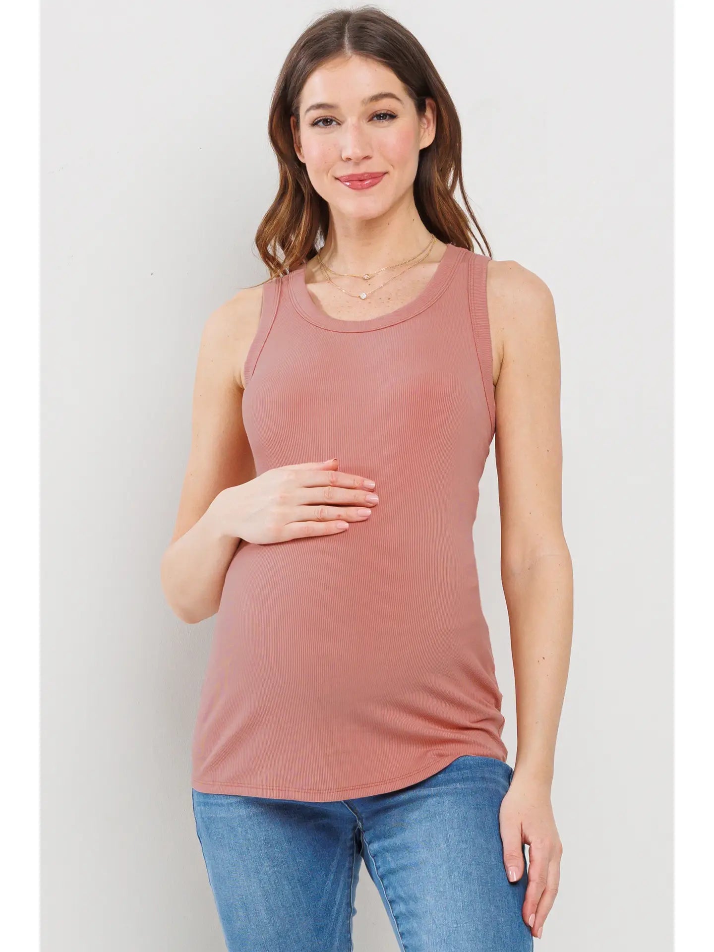Ribbed Maternity Racerback Tank Top