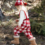 Red Gingham Knit Long Stocking Cap