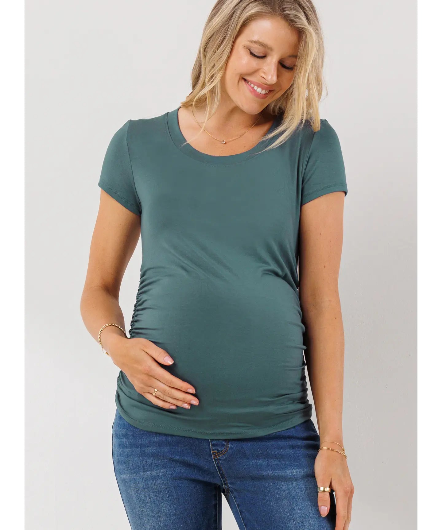 Ruched Short-Sleeve Maternity T-Shirt