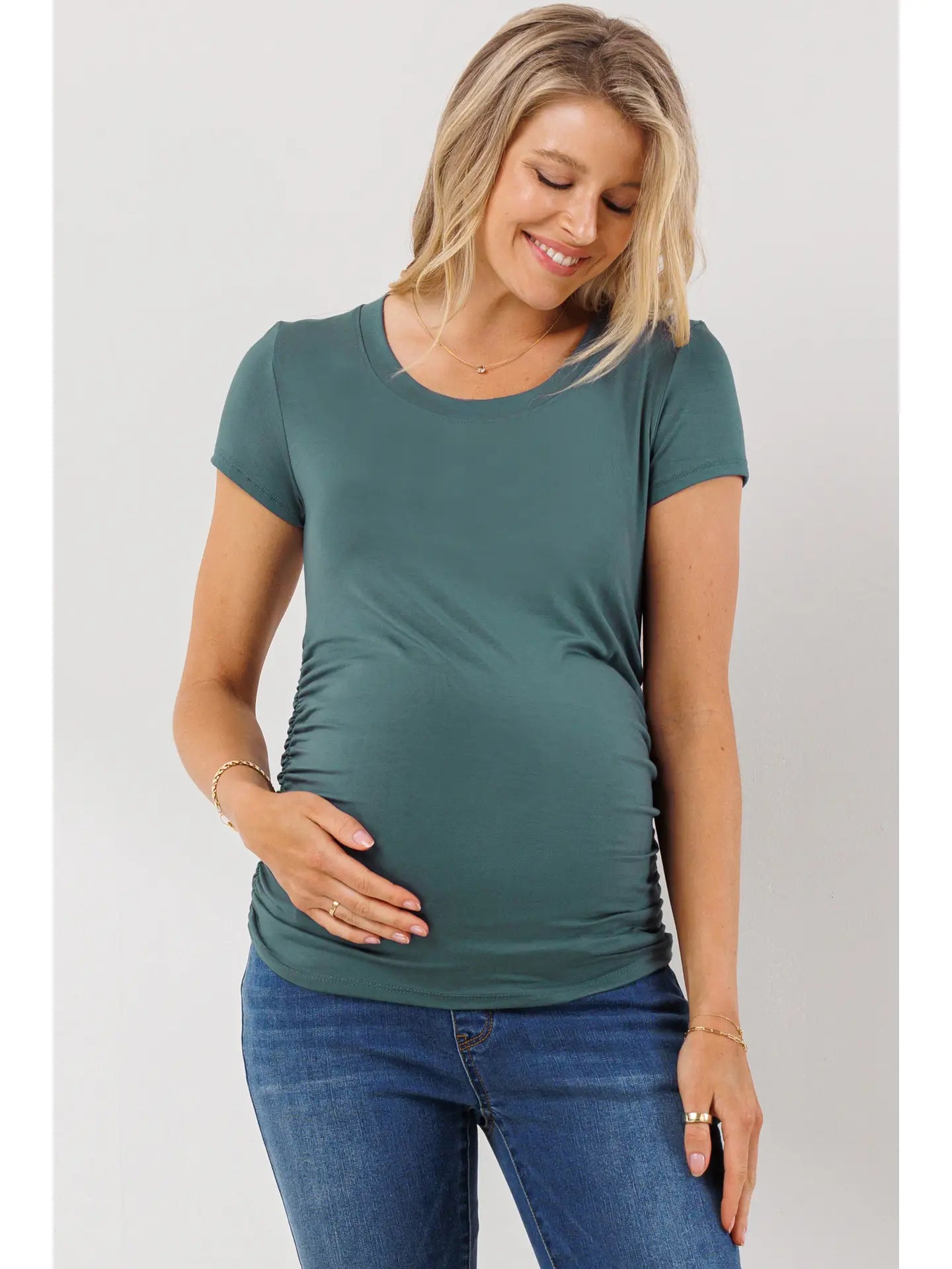 Ruched Short-Sleeve Maternity T-Shirt