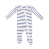 Vintage Stripe Blue  2 Way Zipper Footie