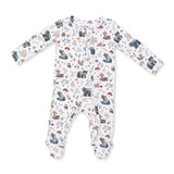Southern Woodland Animals Green  2 Way Zipper Footie