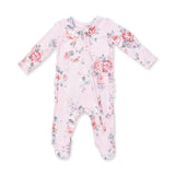 Painterly Rose Bouquets  2 Way Ruffle Back Zipper Footie