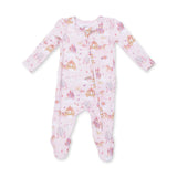 Princess Unicorns and Castle  2 Way Ruffle Back Zipper Footie