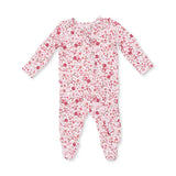 Serene Floral  2 Way Ruffle Back Zipper Footie