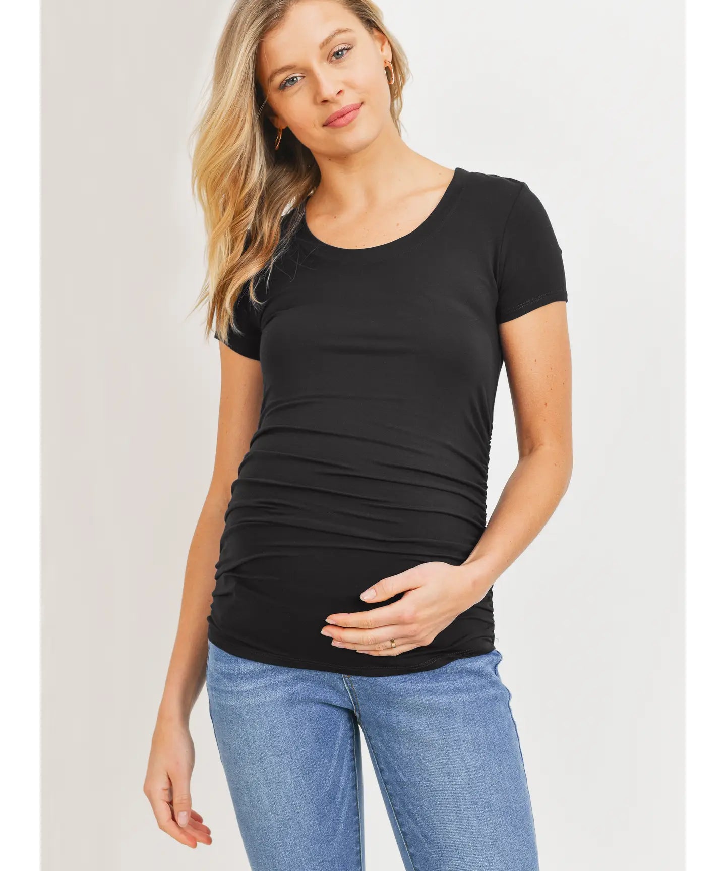 Ruched Short-Sleeve Maternity T-Shirt