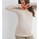 Ribbed Long Sleeve Maternity Henley Top