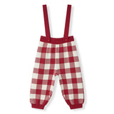 Red Gingham Knit Suspender Pants