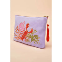 Velvet Embroidered Zip Pouch