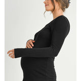 Scoop Neck Ribbed Long Sleeve Maternity Top