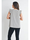 V-Neck Ruffle Cap Sleeve Maternity Top
