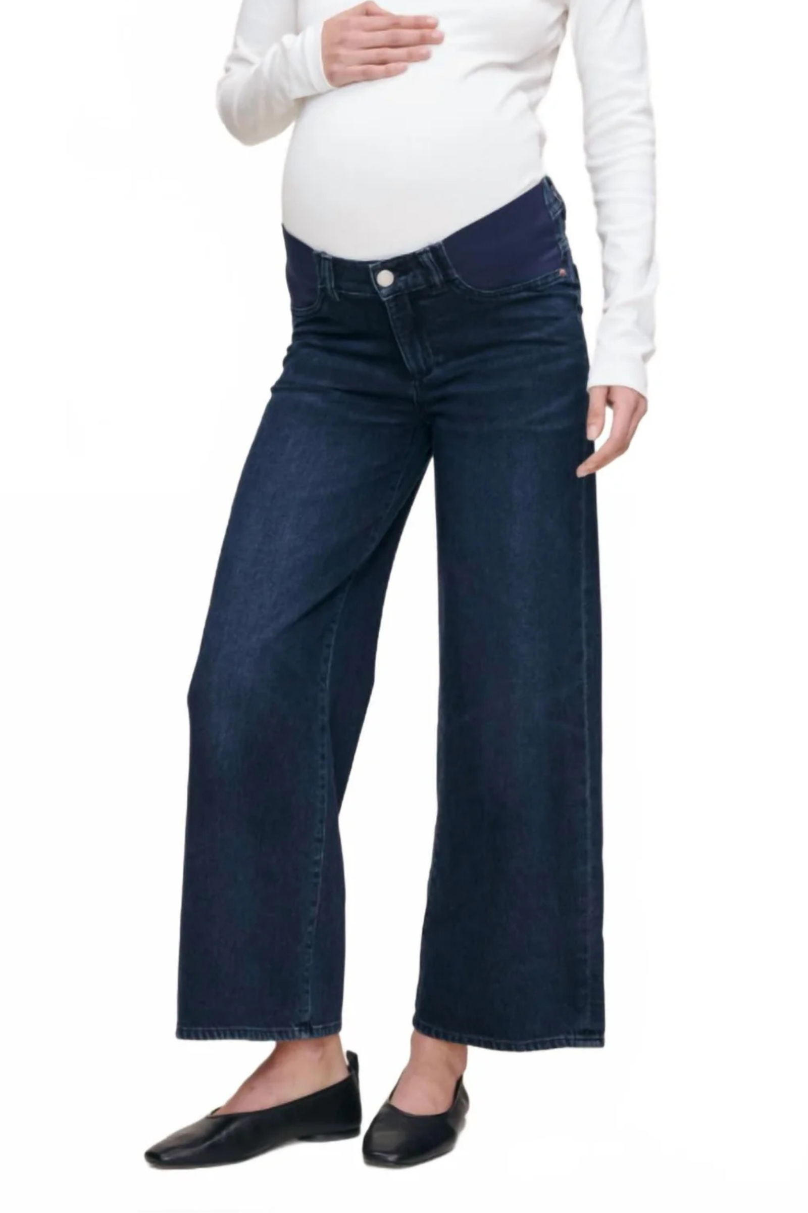 DL1961 Hepburn Wide Leg Maternity High Rise Ankle Jeans