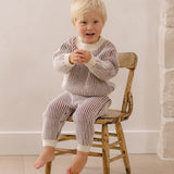 Relaxed Knit Sweater Black Cherry Stripe