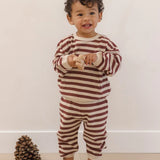 Waffle Slouch Set Black Cherry Stripe