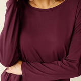 Aria Bamboo Casual Cropped Long Sleeve Top