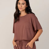 Aria Bamboo Casual Cropped Short Sleeve Top