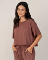 Aria Bamboo Casual Cropped Short Sleeve Top