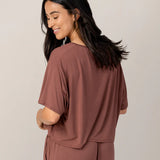 Aria Bamboo Casual Cropped Short Sleeve Top