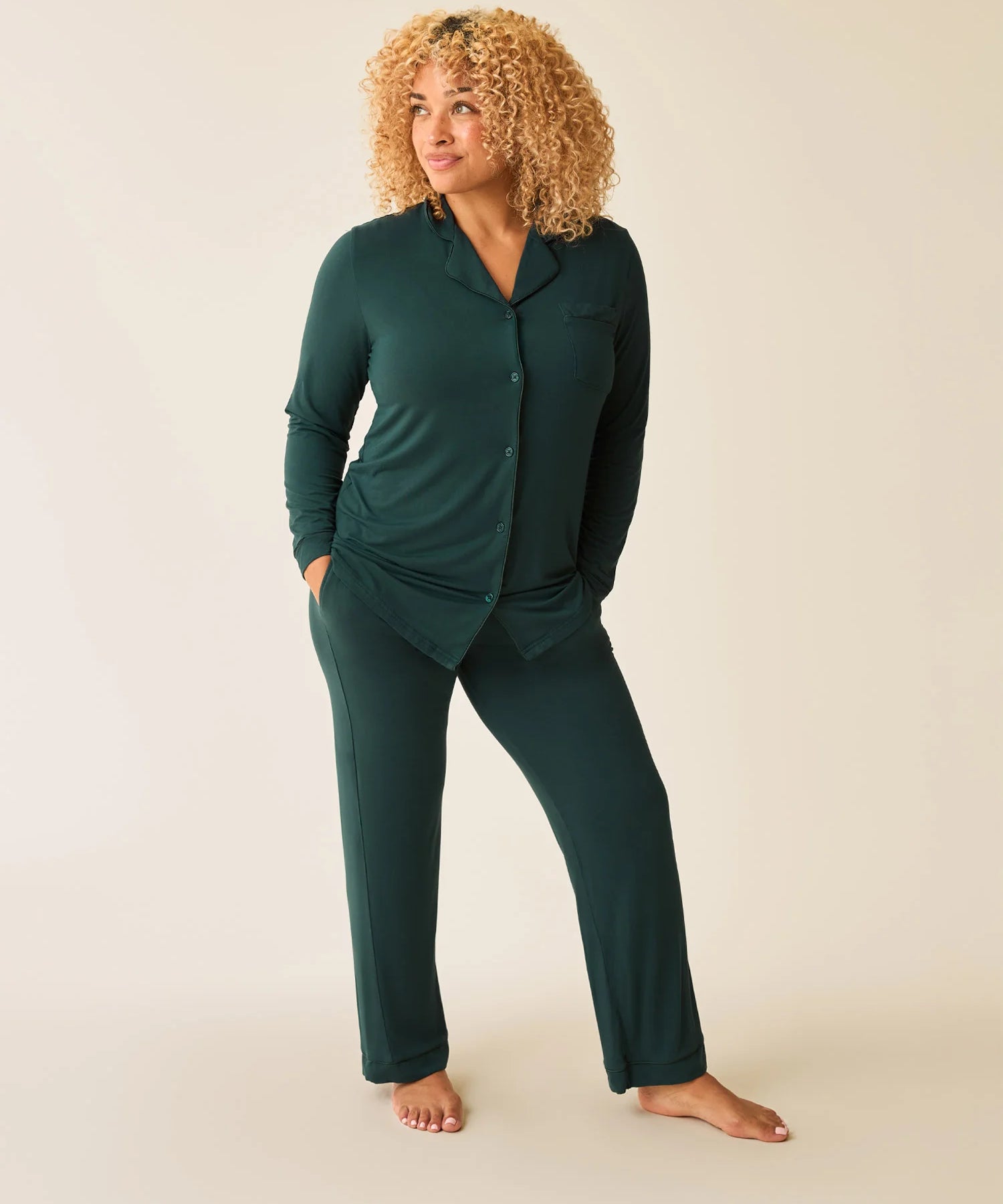 Clea Bamboo Classic Long Sleeve Maternity + Nursing Pajama