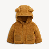 Brown Baby Bear Sherpa Magnetic Hooded Jacket