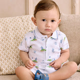 Golf Championship Blue Short Playsuit with Collar